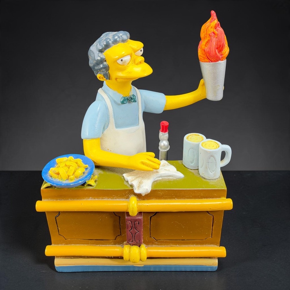 Simpsons Moe Szyslak Drink Up Chumps Sculpture Flaming Moe Hamilton Collection
